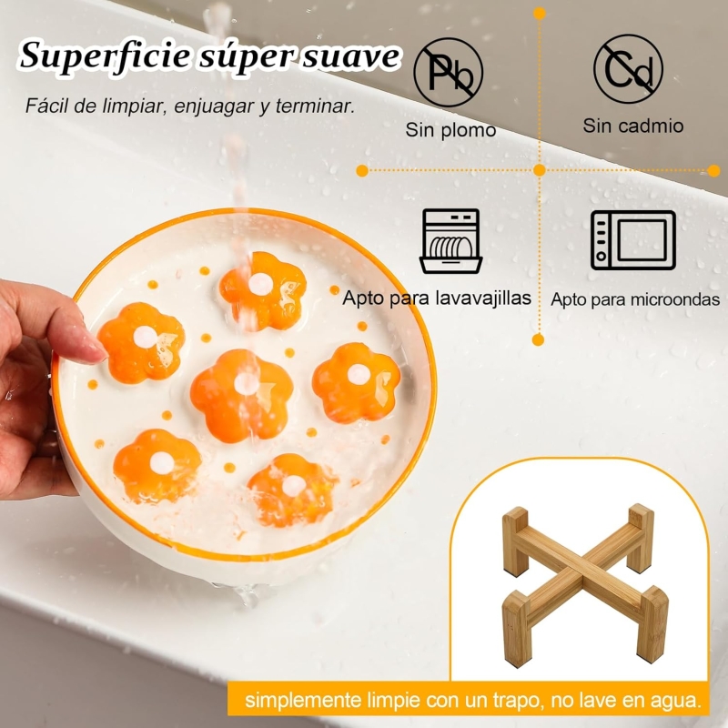 Comedero para gato antivoracidad elevado con soporte de bambú antideslizante - detalle del producto