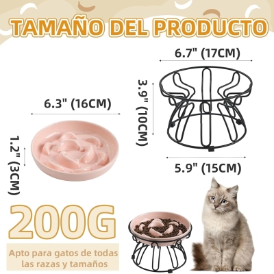 Comedero para gato antivoracidad elevado con soporte metálico antideslizante - vista 3