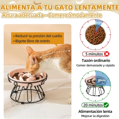 Comedero para gato antivoracidad elevado con soporte metálico antideslizante - característica 4