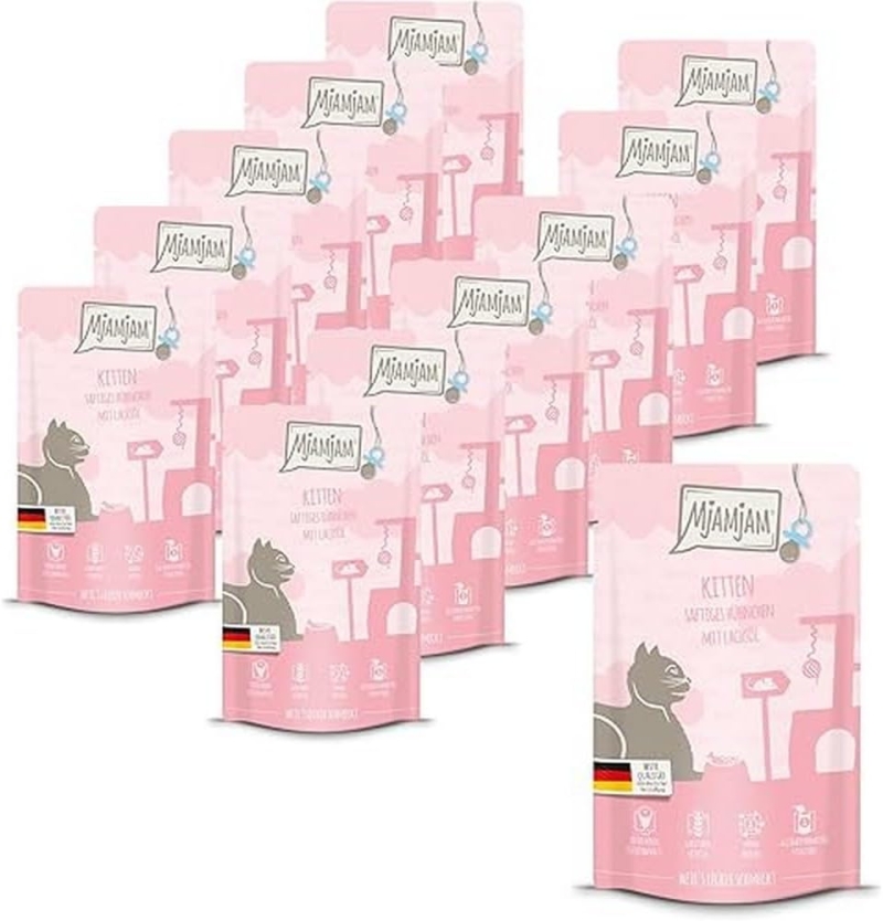 comida húmeda premium para gatos - Comida húmeda premium para gatos MjAMjAM pollo y salmón sin cereales