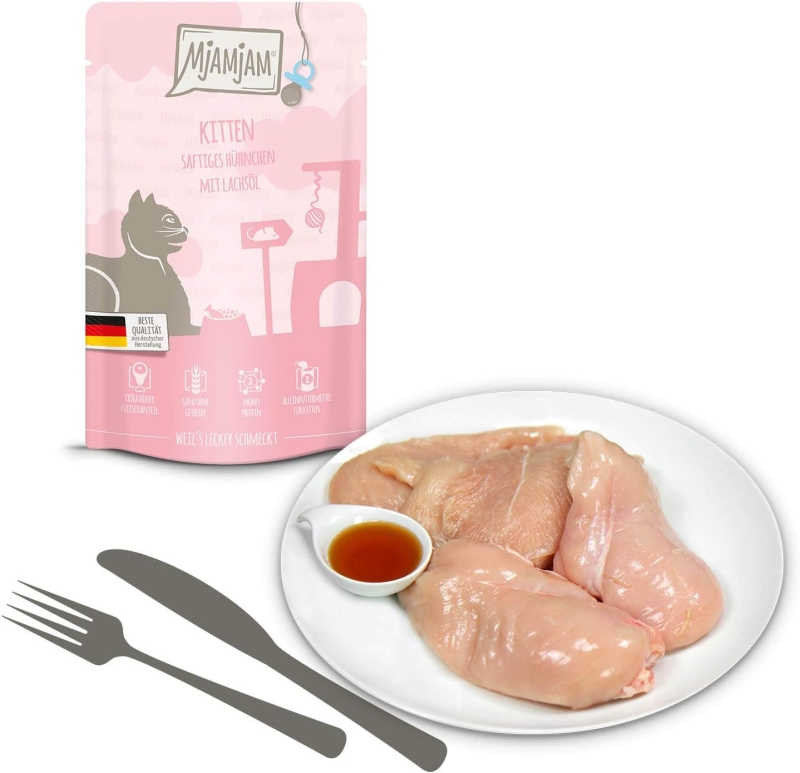 Comida húmeda premium para gatos MjAMjAM pollo y salmón sin cereales - vista 3