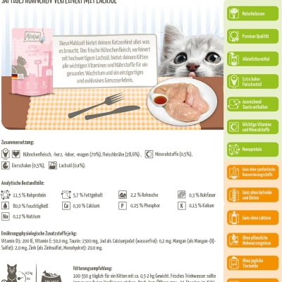 Comida húmeda premium para gatos MjAMjAM pollo y salmón sin cereales - característica 4