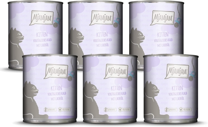 comida húmeda premium para gatos - Comida húmeda premium para gatos MjAMjAM ternero y salmón, sin cereales