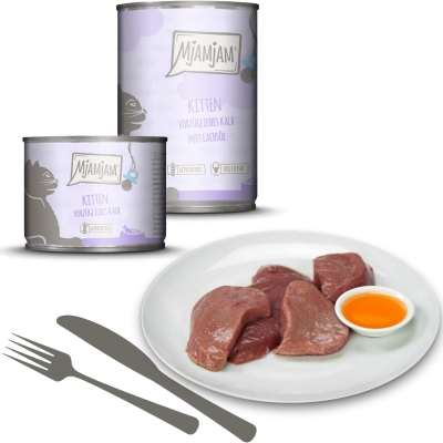 Comida húmeda premium para gatos MjAMjAM ternero y salmón, sin cereales - vista 3