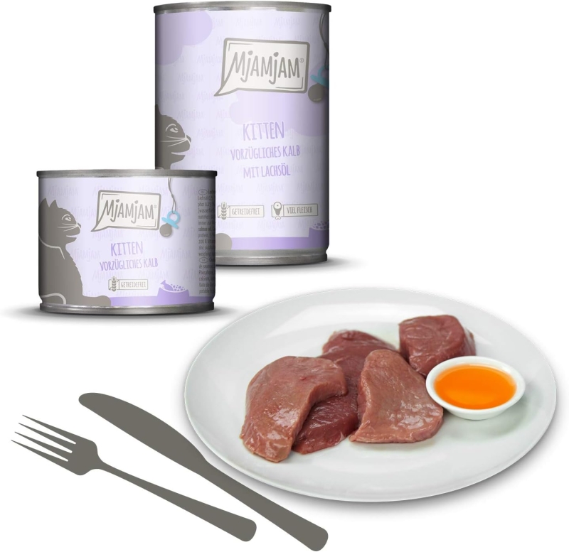 Comida húmeda premium para gatos MjAMjAM ternero y salmón, sin cereales - vista 3