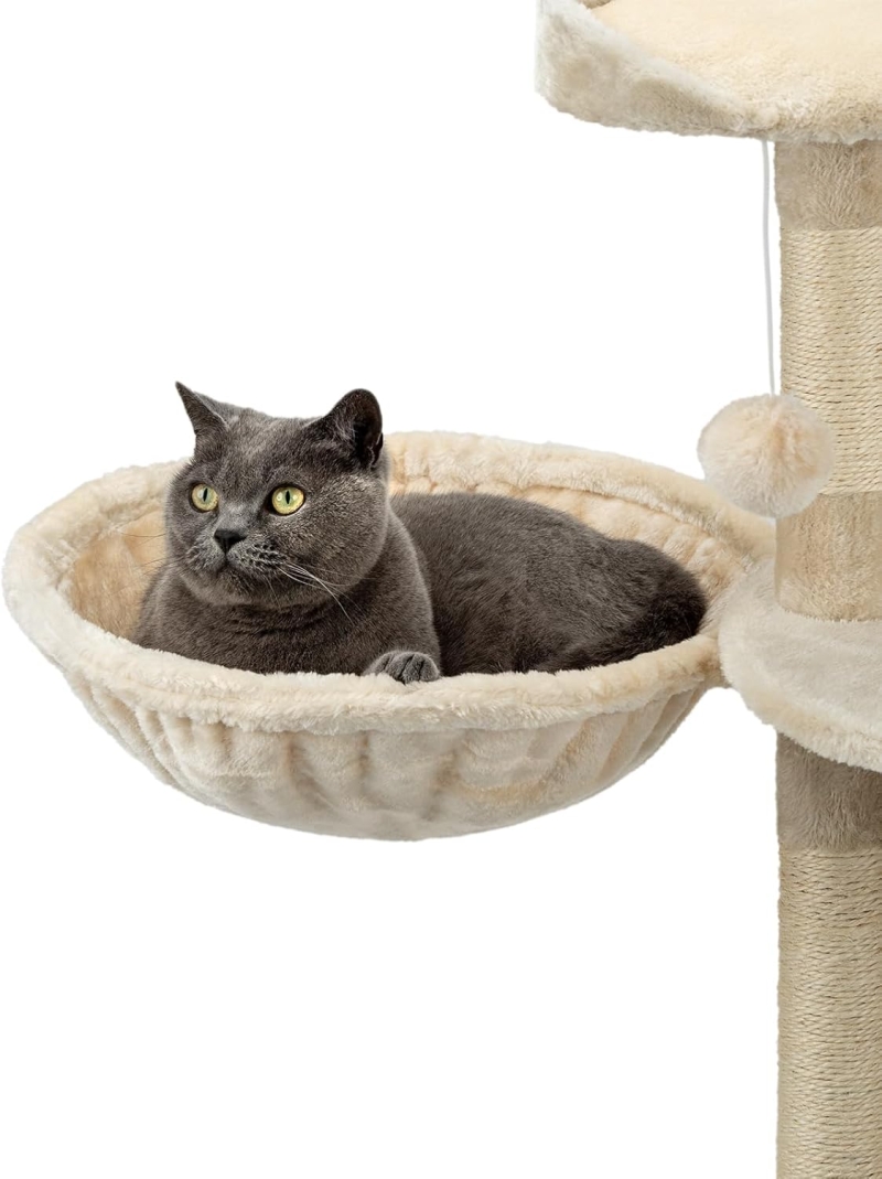 hamaca felpa suave para gatos - Hamaca felpa suave para gatos lionto beige 40 cm diámetro y 15 cm profundidad