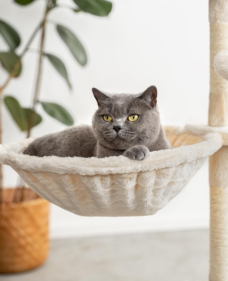 Hamaca felpa suave para gatos lionto beige 40 cm diámetro y 15 cm profundidad - característica 4
