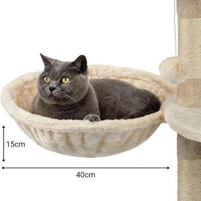 Hamaca felpa suave para gatos lionto beige 40 cm diámetro y 15 cm profundidad - detalle del producto