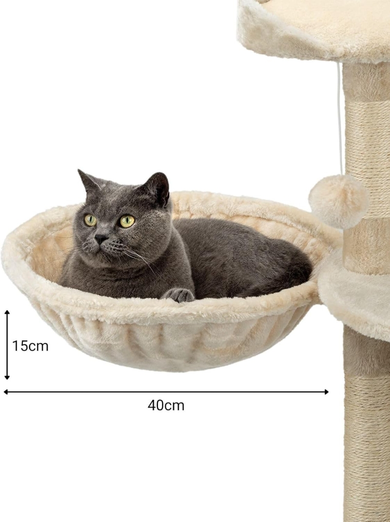Hamaca felpa suave para gatos lionto beige 40 cm diámetro y 15 cm profundidad - detalle del producto