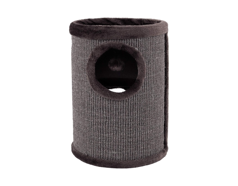 rascador de sisal para gatos - Rascador de sisal para gatos lionto con pelota y borde de peluche, gris