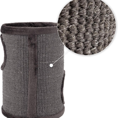 Rascador de sisal para gatos lionto con pelota y borde de peluche, gris - imagen 5