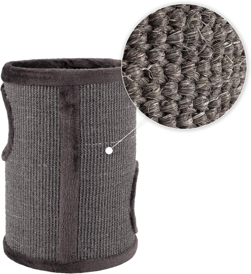 Rascador de sisal para gatos lionto con pelota y borde de peluche, gris - imagen 5
