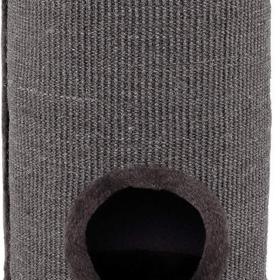 Rascador de sisal para gatos lionto con pelota y borde de peluche, gris - detalle del producto