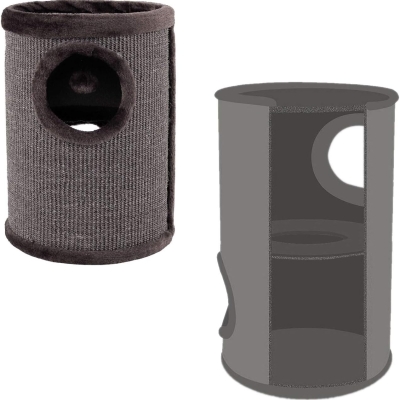 Rascador de sisal para gatos lionto con pelota y borde de peluche, gris - vista 7