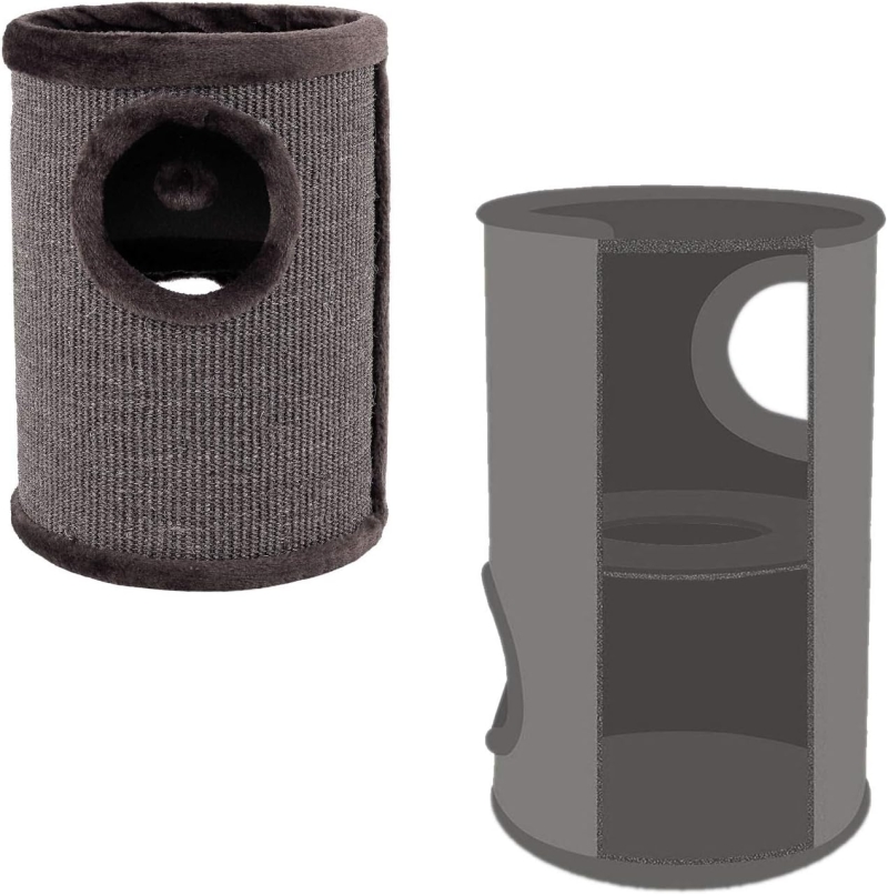 Rascador de sisal para gatos lionto con pelota y borde de peluche, gris - vista 7