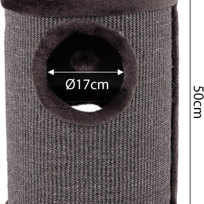 Rascador de sisal para gatos lionto con pelota y borde de peluche, gris - característica 8